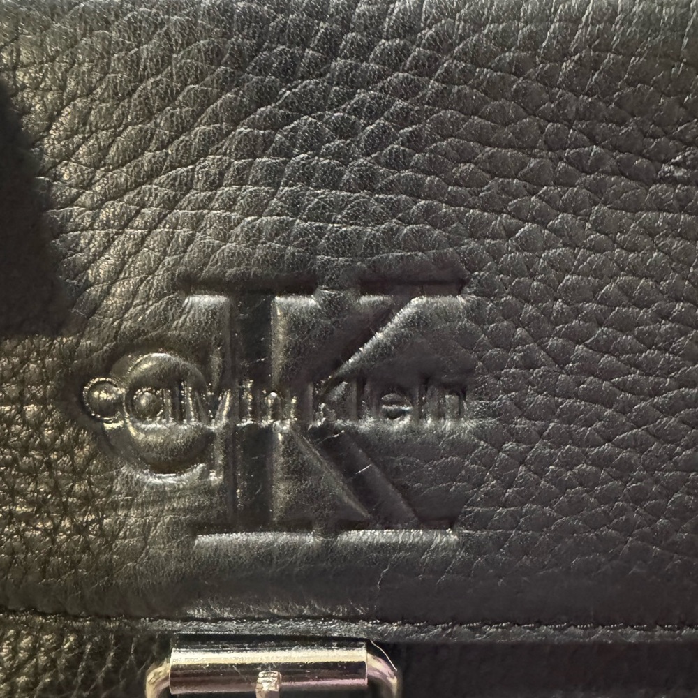 Calvin Klein Leather Backpack Black Pebbled CK Logo Flap Buckle K30513 NWT - Picture 5 of 7